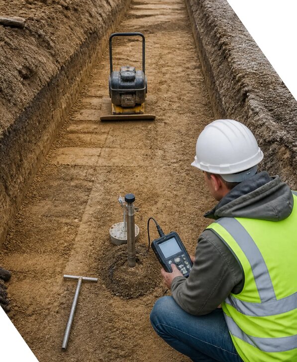Контроль качества уплотнения обратной засыпки в Сарапуле